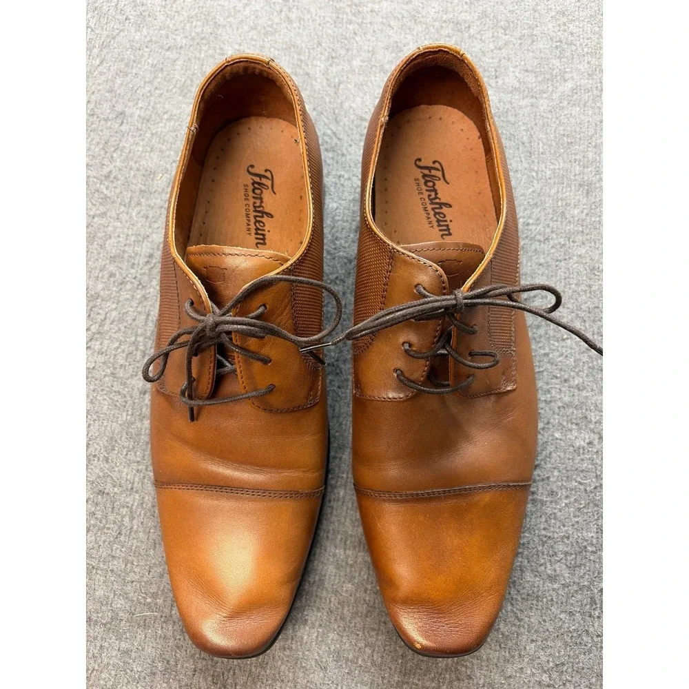 Florsheim Mens 15149-221 Tan Leather Cap Toe Oxford Dress Shoes Size 9.5D